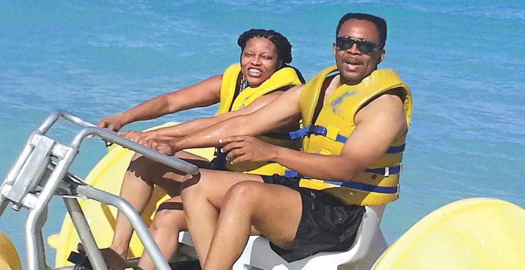 Aqua Cycling over the crystal clear waters of the Bahamas